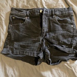 Black denim shorts